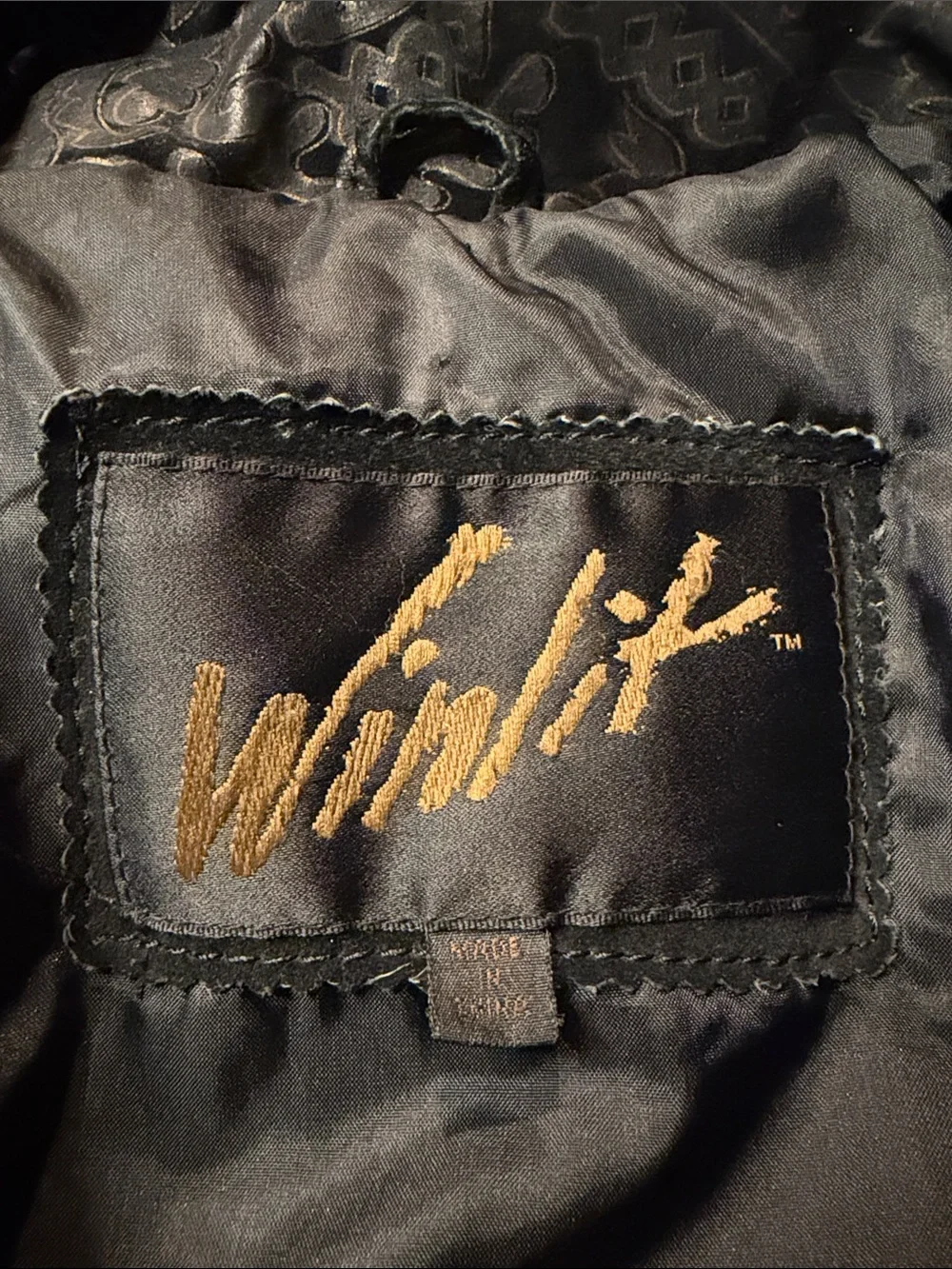 Winlit Genuine Leather Black Mixed Media Designs Western Aztec Full Zip SZ M